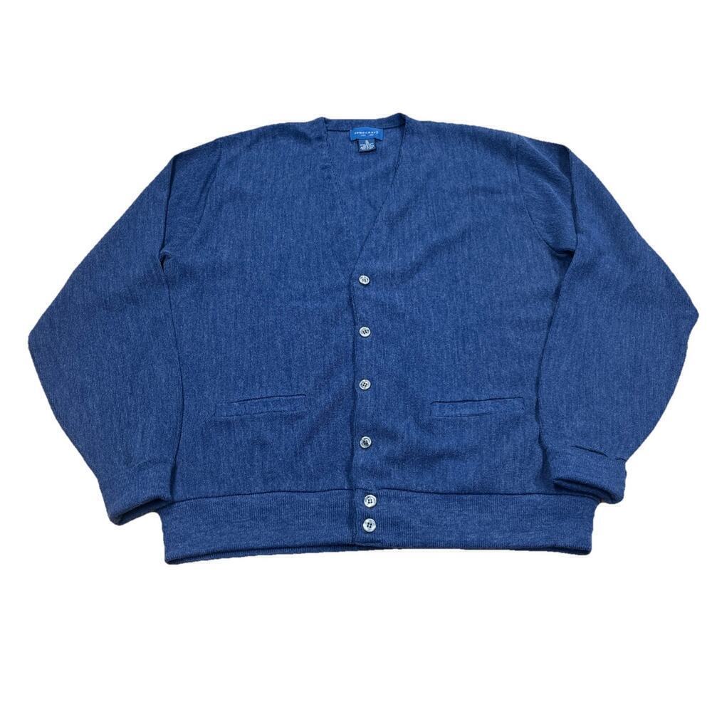 Vintage Towncraft 90s Cardigan Sweater Men's XL Blue Grandpacore USA Made